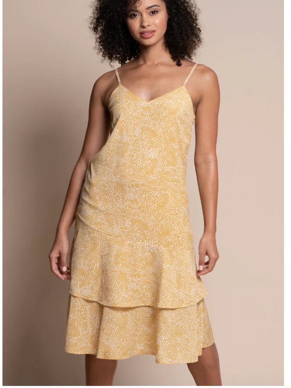 strappy midi dress dot print yellow size M